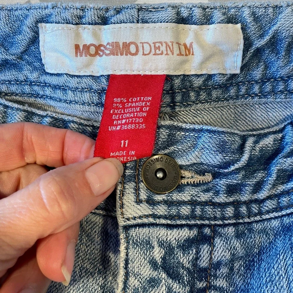 Mossimo Denim Women Light Wash Cuffed Capri Jeans Y2K Size 11 Cropped Blue 90s